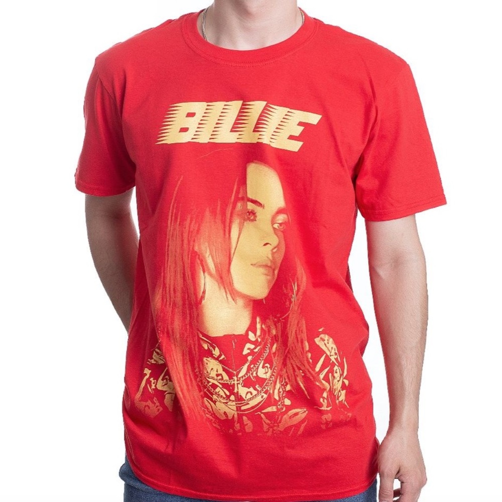 Billie Eilish Racer Logo Photo Lash Music Red Official Band Merch Shirt Med NWT